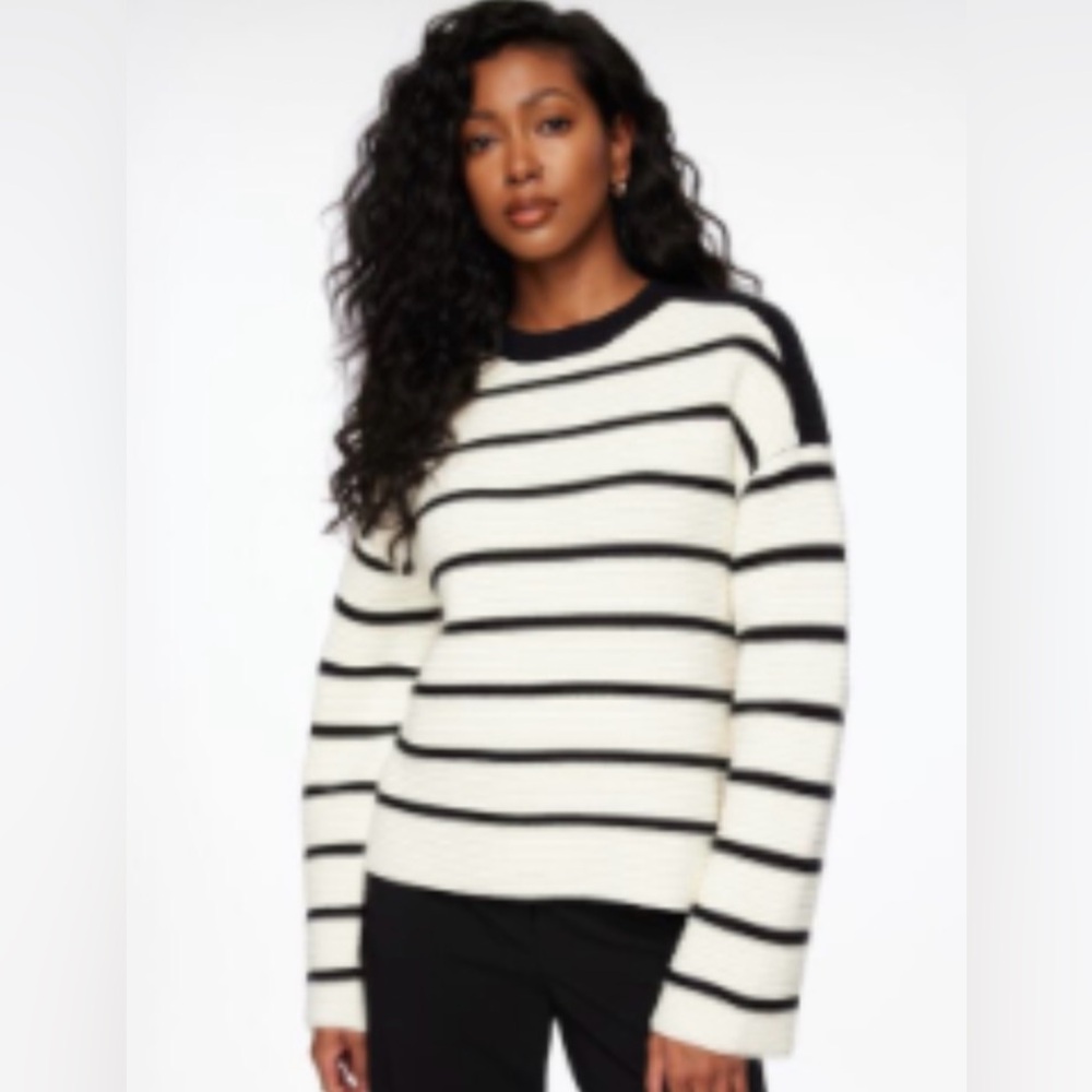 Dynamite Black and White Striped Sweater - Picture 1 of 5